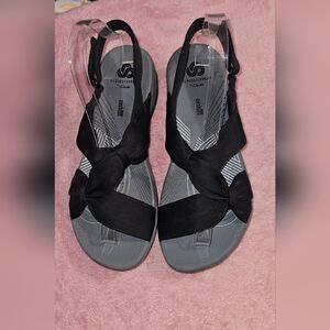 Clarks Black Cloud Steppers Adjustable Straps For Perfect Fit Size 7.5